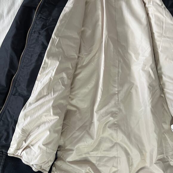 ♥️ Zara Oversized Black Bomber Jacket Women Side Zip Gold Zipper Size Small - Picture 6 of 9